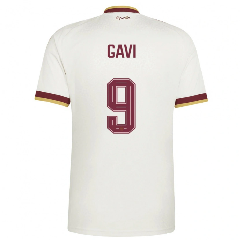 Danxen Men Spain Gavi #9 Off-White Burgundy Away Jersey 26-28 T-Shirt