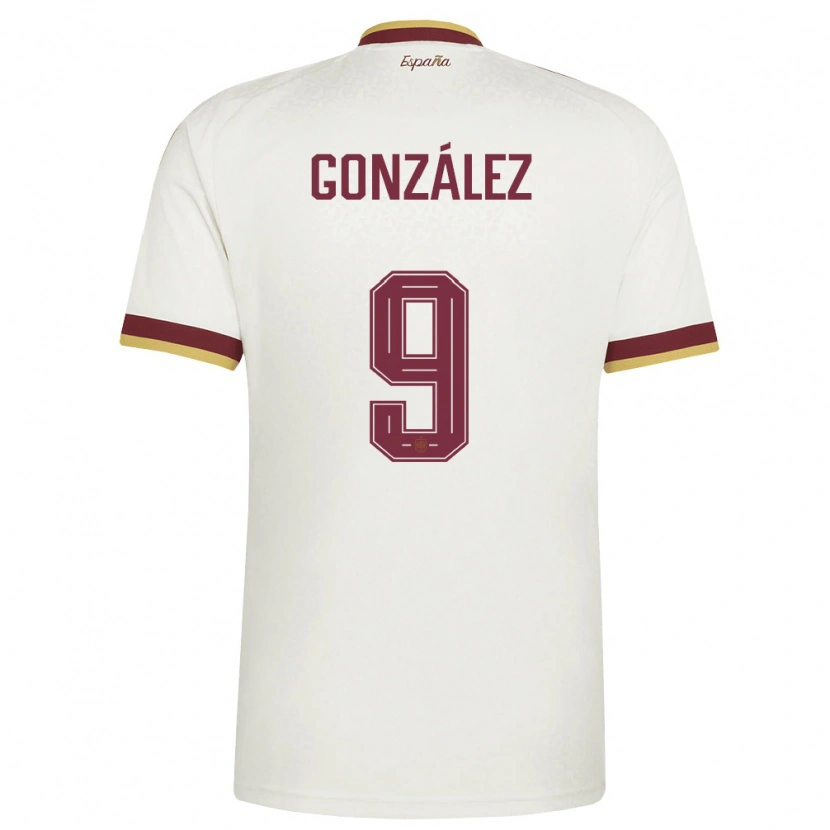 Danxen Men Spain Esther Gonzalez #9 Off-White Burgundy Away Jersey 26-28 T-Shirt