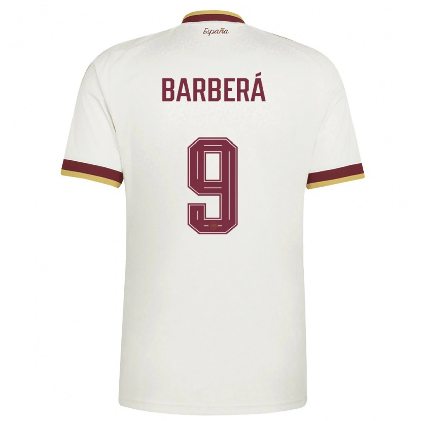 Danxen Men Spain Victor Barbera #9 Off-White Burgundy Away Jersey 26-28 T-Shirt
