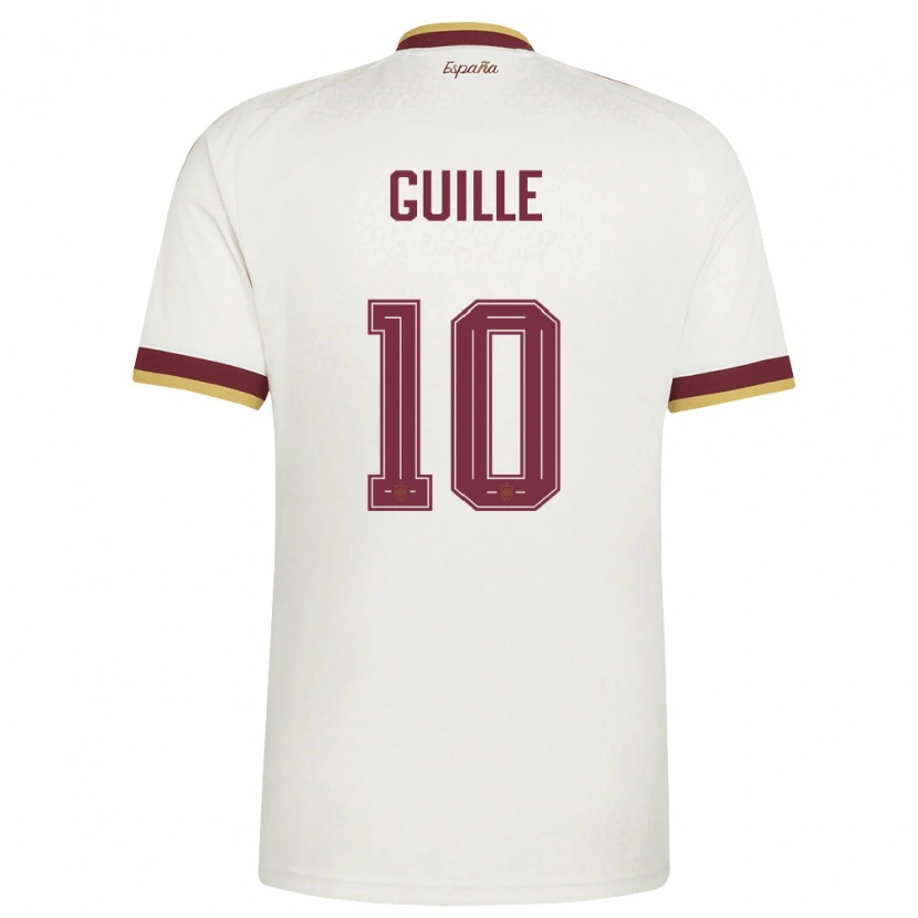 Danxen Men Spain Guille Fernández #10 Off-White Burgundy Away Jersey 26-28 T-Shirt