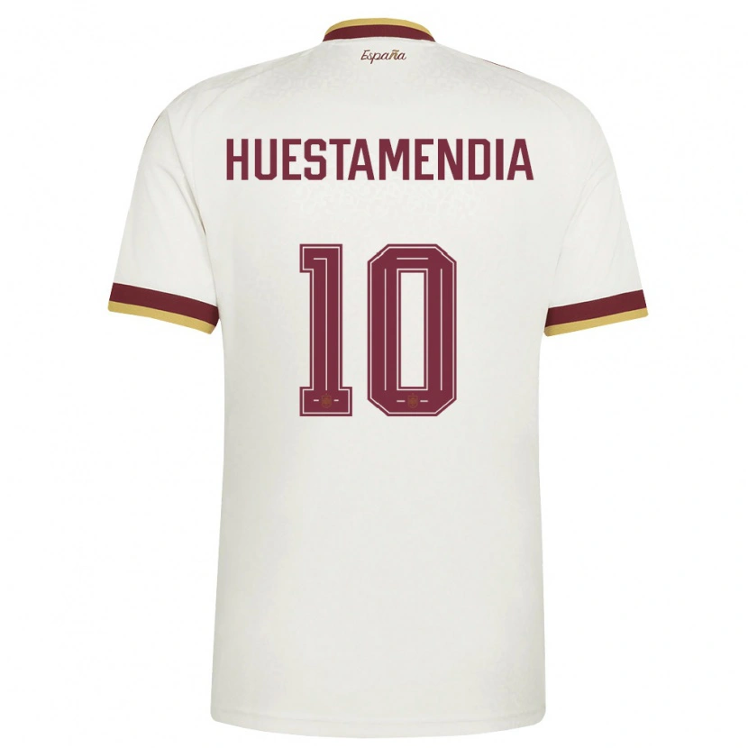 Danxen Men Spain Peio Huestamendia #10 Off-White Burgundy Away Jersey 26-28 T-Shirt