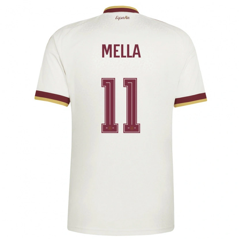 Danxen Men Spain David Mella #11 Off-White Burgundy Away Jersey 26-28 T-Shirt