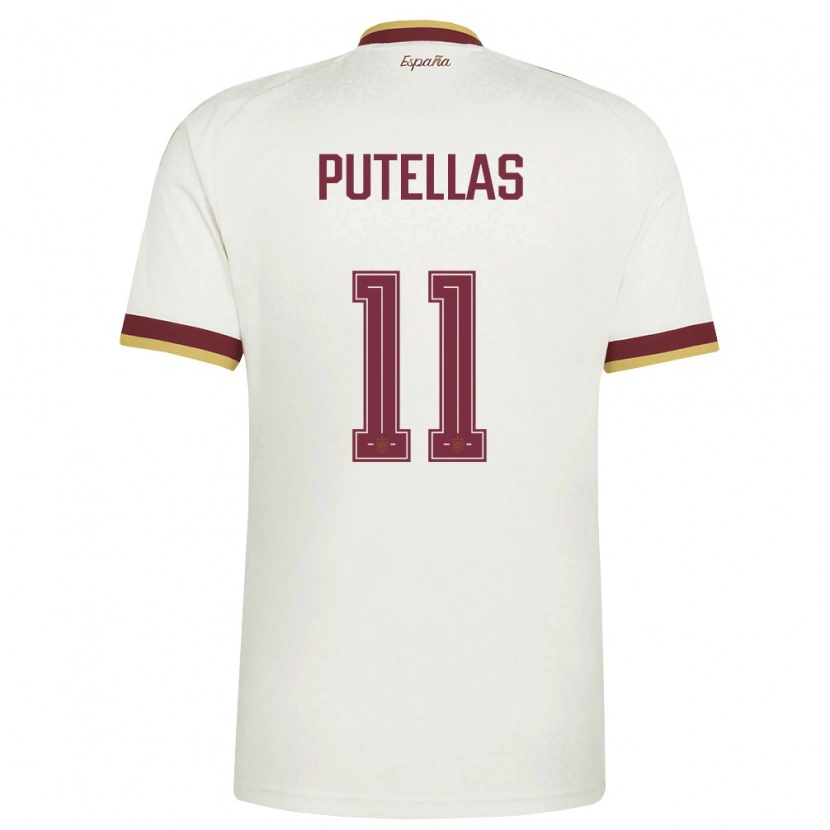 Danxen Men Spain Alexia Putellas #11 Off-White Burgundy Away Jersey 26-28 T-Shirt