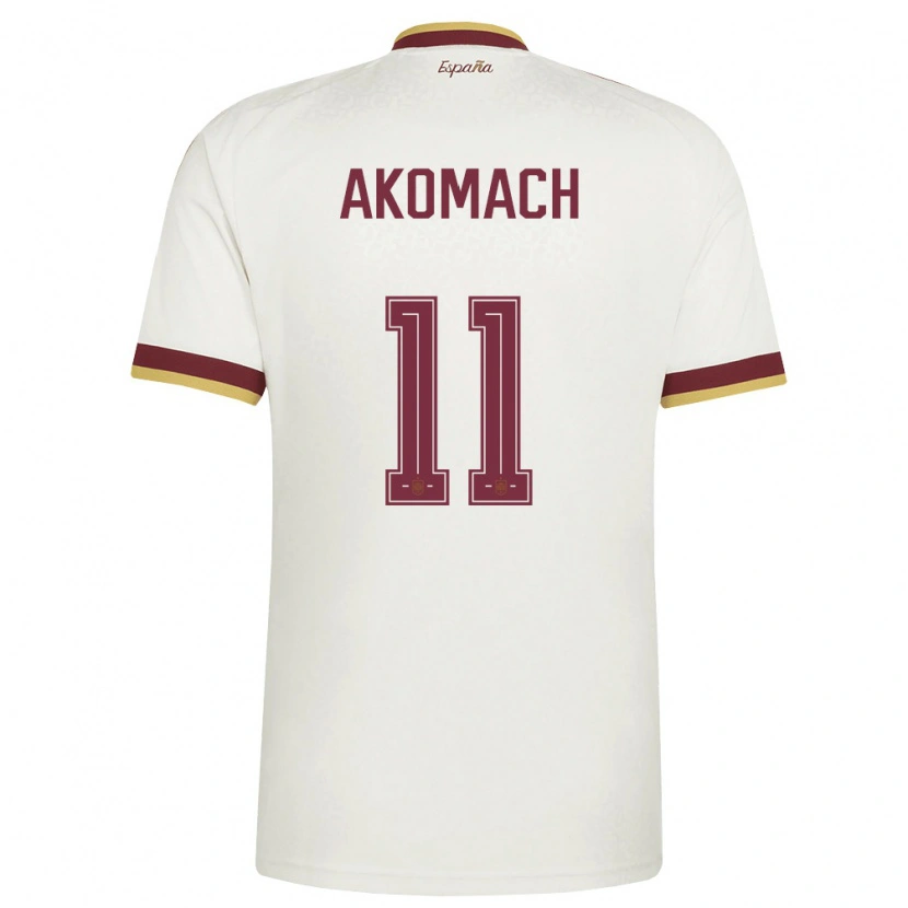 Danxen Men Spain Ilias Akomach #11 Off-White Burgundy Away Jersey 26-28 T-Shirt