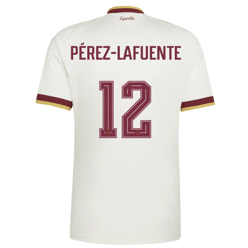 Danxen Men Spain Jorge Pérez-Lafuente #12 Off-White Burgundy Away Jersey 26-28 T-Shirt