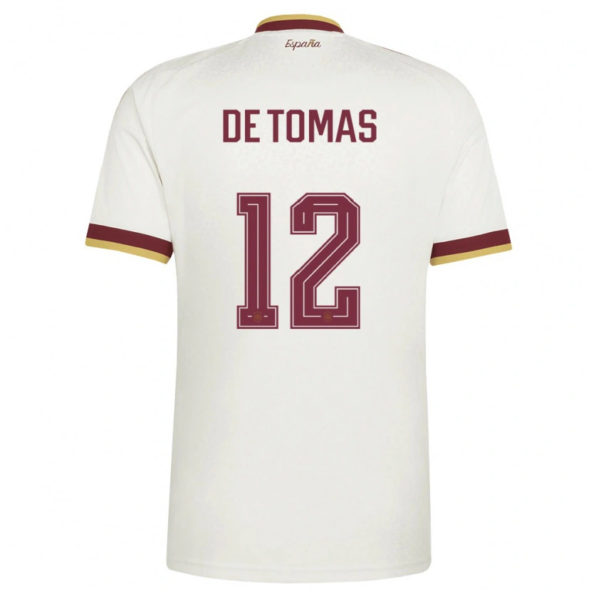 Danxen Men Spain Raul De Tomas #12 Off-White Burgundy Away Jersey 26-28 T-Shirt