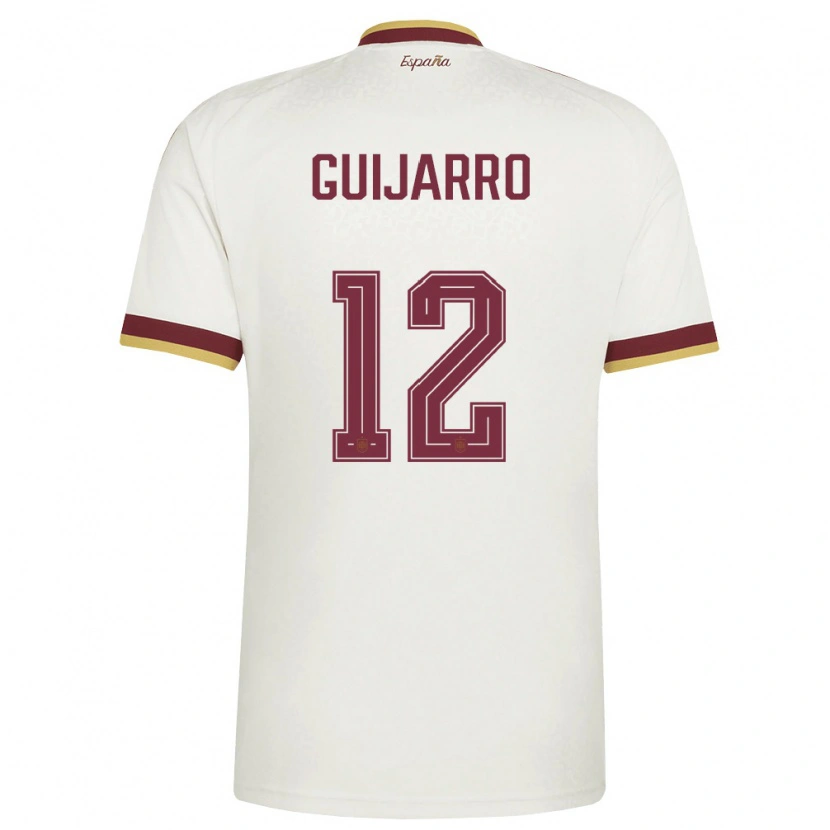 Danxen Men Spain Patricia Guijarro #12 Off-White Burgundy Away Jersey 26-28 T-Shirt