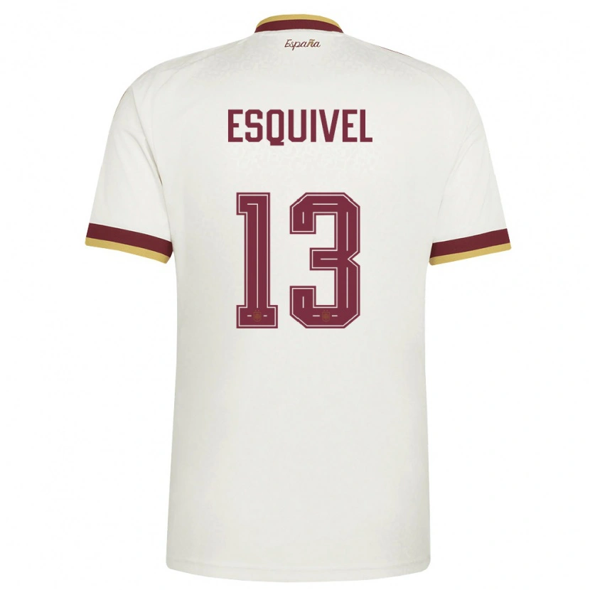 Danxen Men Spain Salvi Esquivel #13 Off-White Burgundy Away Jersey 26-28 T-Shirt