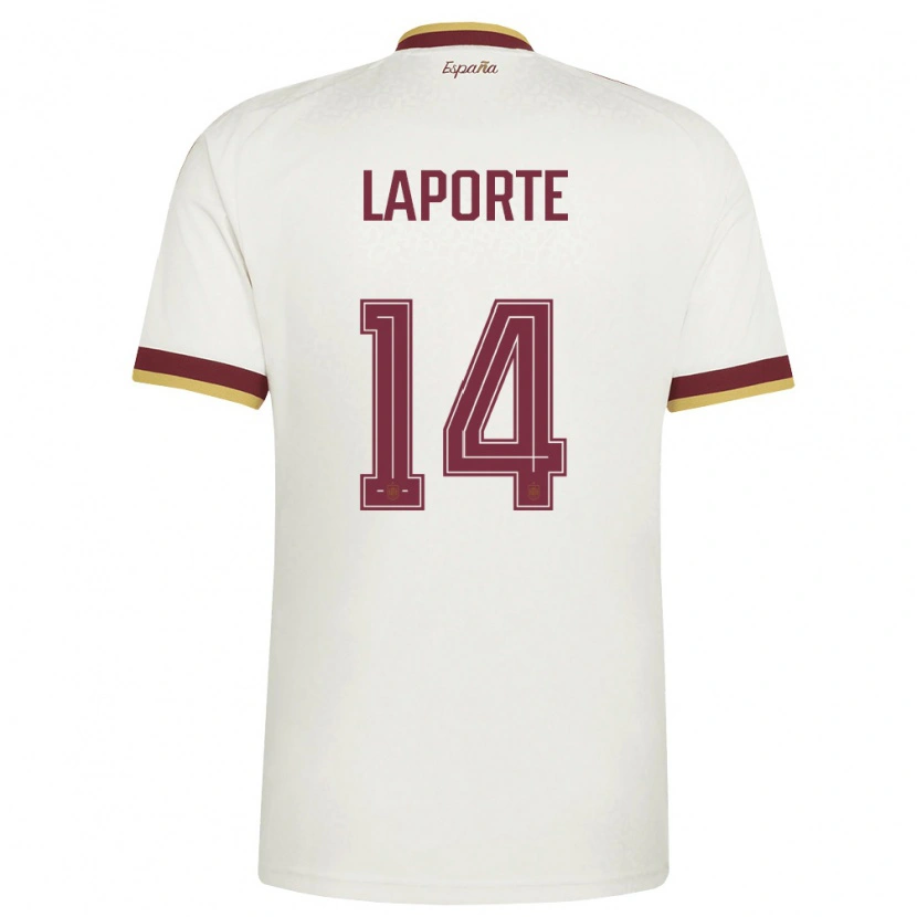 Danxen Men Spain Aymeric Laporte #14 Off-White Burgundy Away Jersey 26-28 T-Shirt
