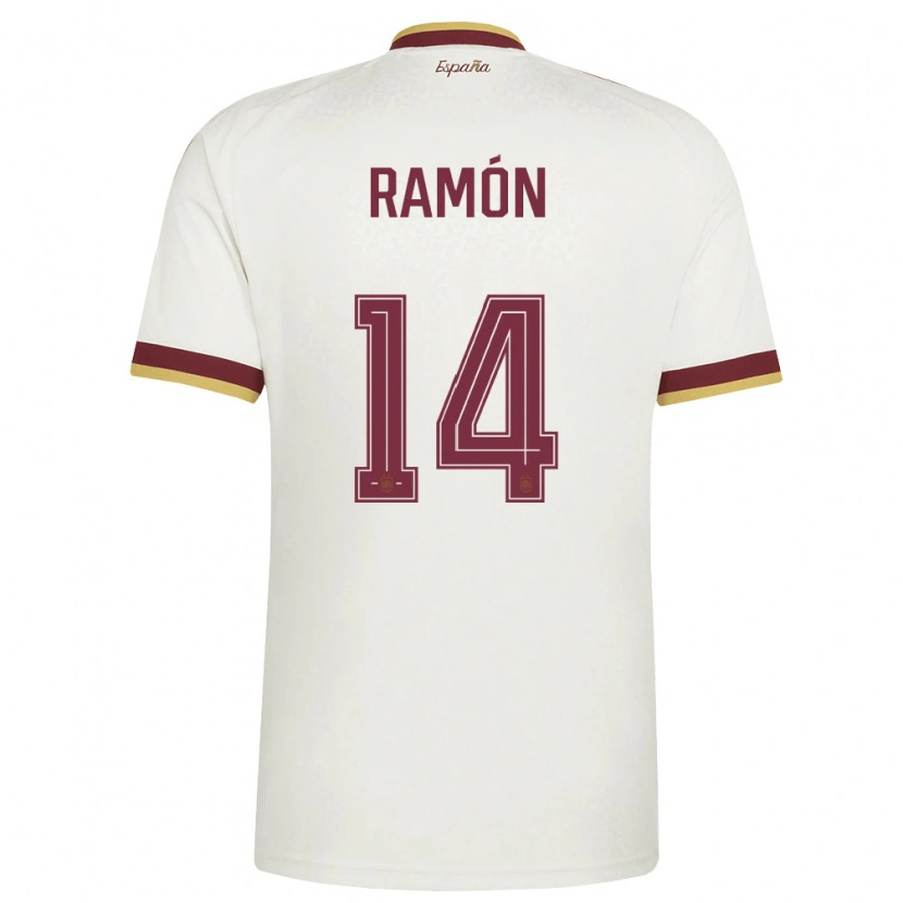 Danxen Men Spain Jacobo Ramón #14 Off-White Burgundy Away Jersey 26-28 T-Shirt