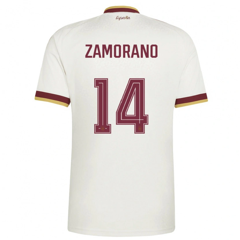 Danxen Men Spain Holmes Zamorano #14 Off-White Burgundy Away Jersey 26-28 T-Shirt
