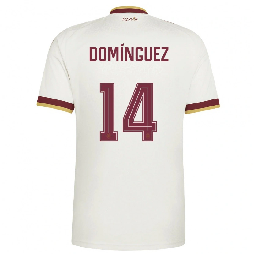 Danxen Men Spain Sergi Domínguez #14 Off-White Burgundy Away Jersey 26-28 T-Shirt