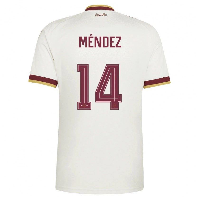 Danxen Men Spain Maria Mendez #14 Off-White Burgundy Away Jersey 26-28 T-Shirt