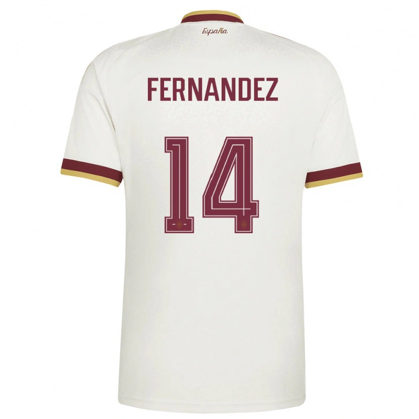 Danxen Men Spain Nicolás Fernández #14 Off-White Burgundy Away Jersey 26-28 T-Shirt