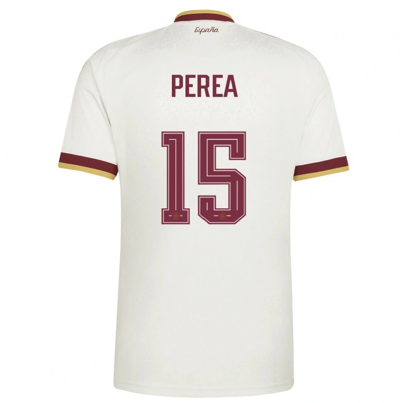 Danxen Men Spain Cristian Perea #15 Off-White Burgundy Away Jersey 26-28 T-Shirt