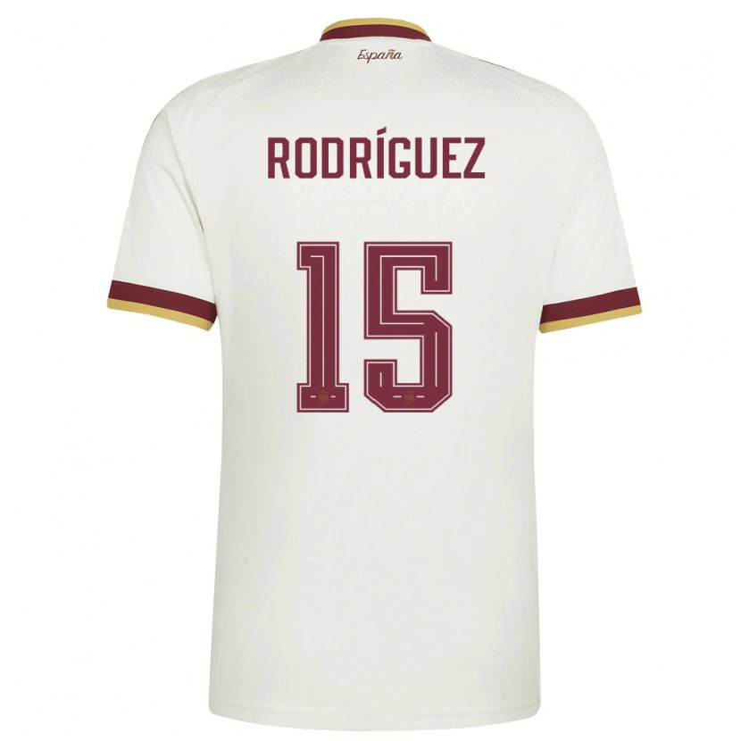 Danxen Men Spain Dani Rodriguez #15 Off-White Burgundy Away Jersey 26-28 T-Shirt