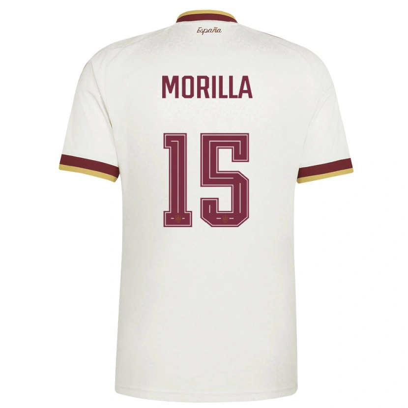 Danxen Men Spain Jairo Morilla #15 Off-White Burgundy Away Jersey 26-28 T-Shirt