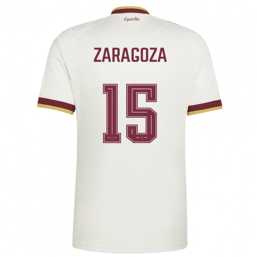 Danxen Men Spain Bryan Zaragoza #15 Off-White Burgundy Away Jersey 26-28 T-Shirt