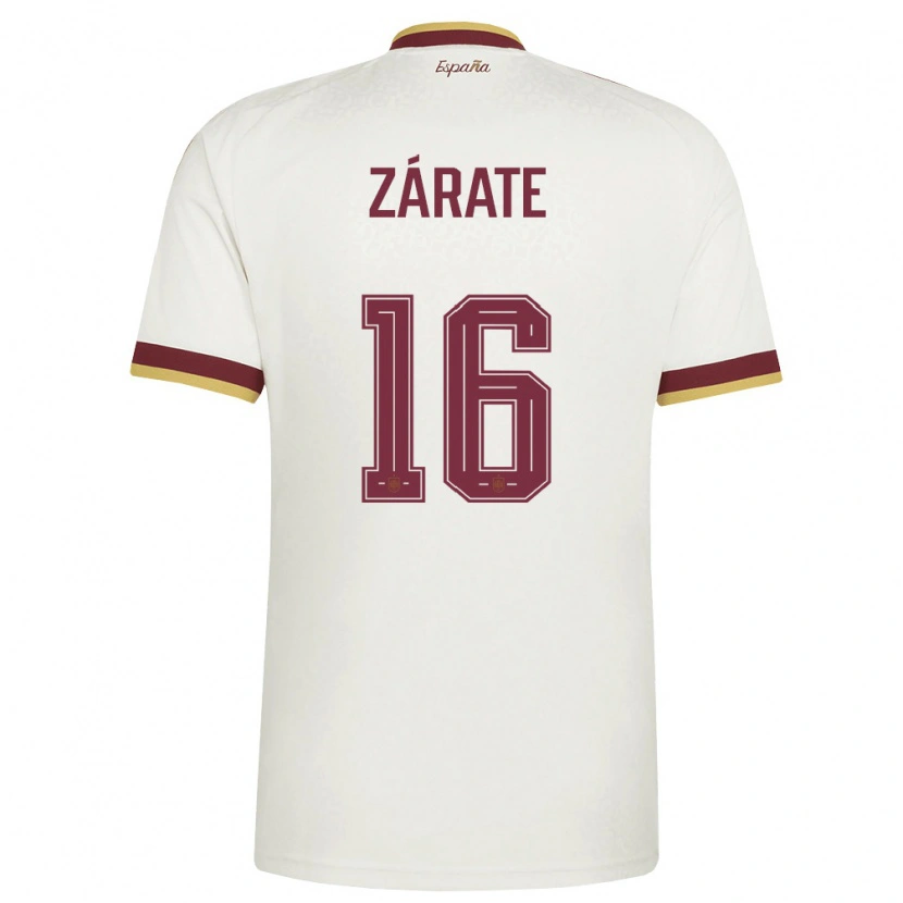 Danxen Men Spain Dilan Zárate #16 Off-White Burgundy Away Jersey 26-28 T-Shirt