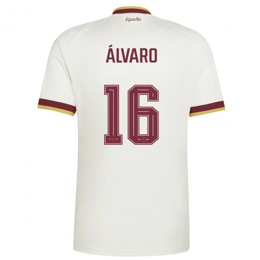 Danxen Men Spain Álvaro Fernández #16 Off-White Burgundy Away Jersey 26-28 T-Shirt
