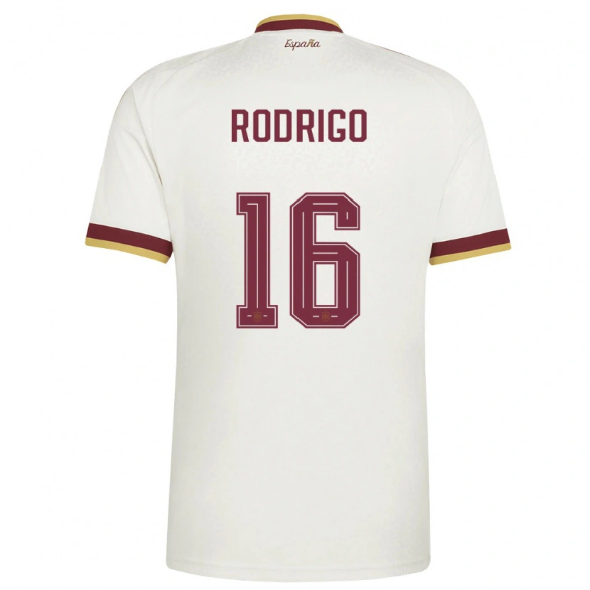 Danxen Men Spain Rodrigo #16 Off-White Burgundy Away Jersey 26-28 T-Shirt