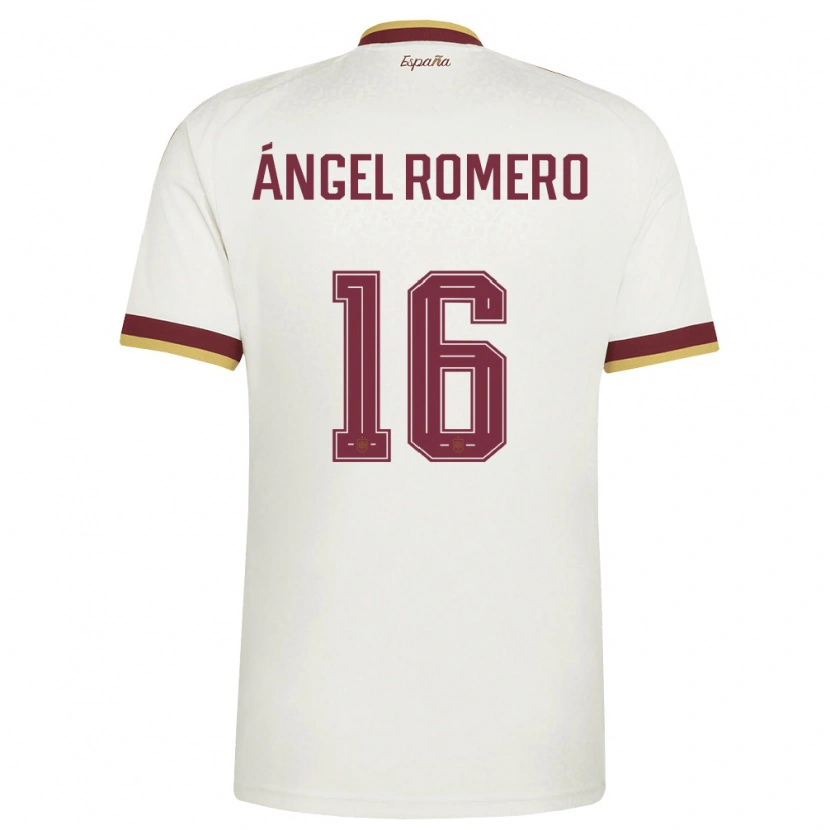 Danxen Men Spain Miguel Romero #16 Off-White Burgundy Away Jersey 26-28 T-Shirt