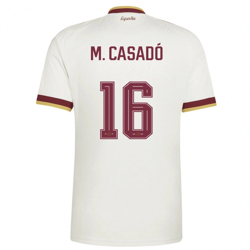 Danxen Men Spain Marc Casadó #16 Off-White Burgundy Away Jersey 26-28 T-Shirt