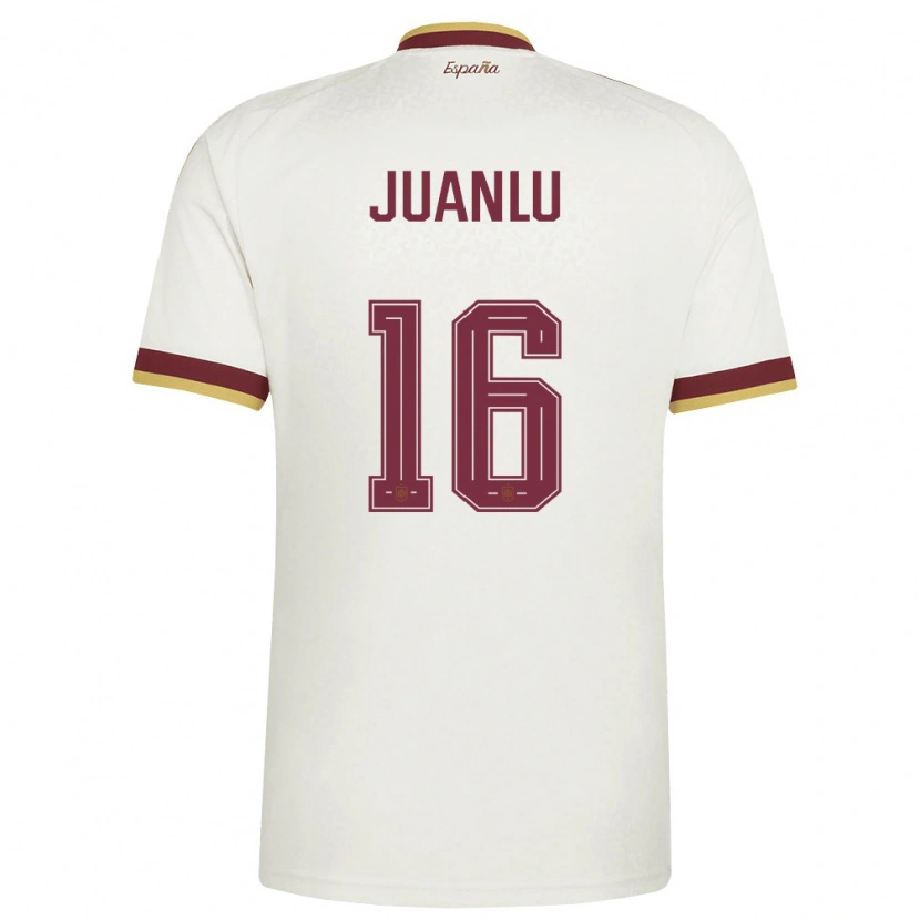 Danxen Men Spain Juanlu Sánchez #16 Off-White Burgundy Away Jersey 26-28 T-Shirt