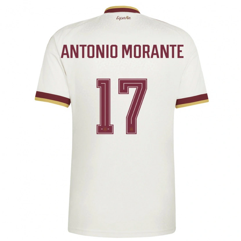 Danxen Men Spain José Antonio Morante #17 Off-White Burgundy Away Jersey 26-28 T-Shirt