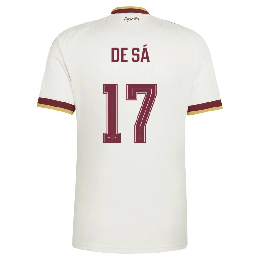 Danxen Men Spain Rubén De Sá #17 Off-White Burgundy Away Jersey 26-28 T-Shirt
