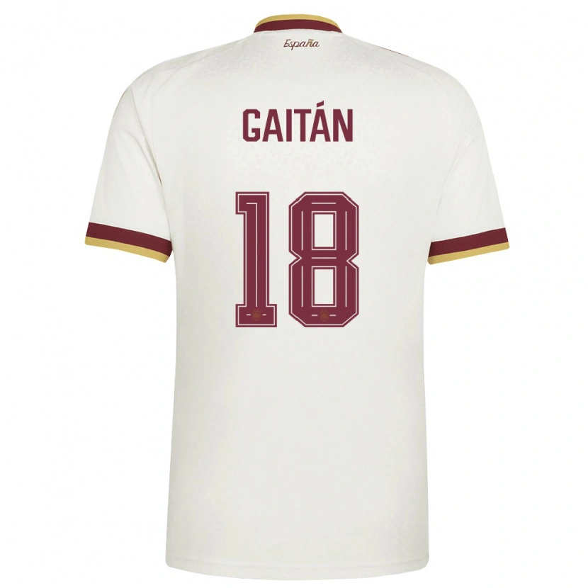 Danxen Men Spain Joselillo Gaitán #18 Off-White Burgundy Away Jersey 26-28 T-Shirt