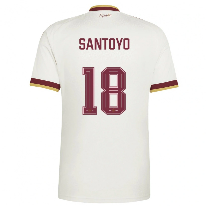 Danxen Men Spain Asier Santoyo #18 Off-White Burgundy Away Jersey 26-28 T-Shirt