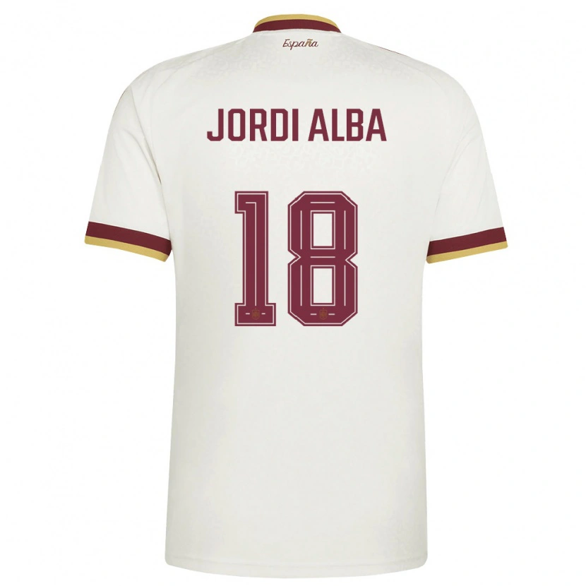 Danxen Men Spain Jordi Alba #18 Off-White Burgundy Away Jersey 26-28 T-Shirt