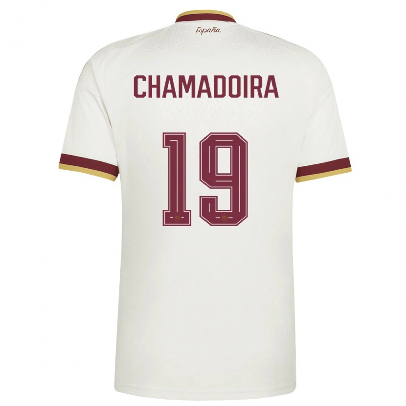 Danxen Men Spain Hugo Chamadoira #19 Off-White Burgundy Away Jersey 26-28 T-Shirt