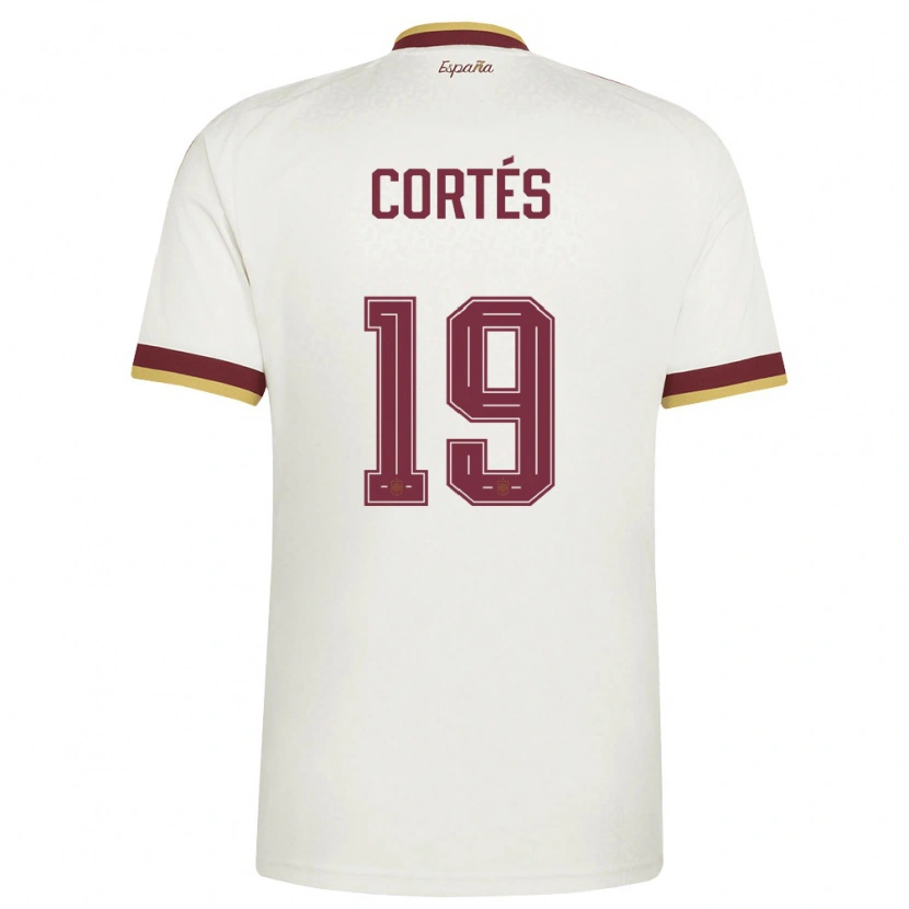 Danxen Men Spain Paco Cortés #19 Off-White Burgundy Away Jersey 26-28 T-Shirt