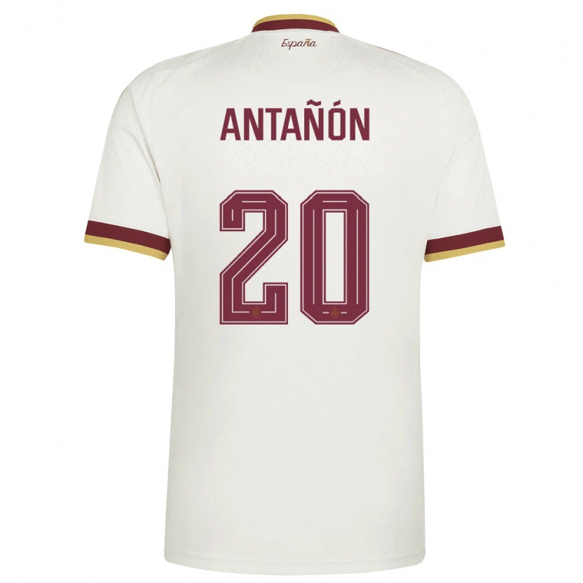 Danxen Men Spain Andrés Antañón #20 Off-White Burgundy Away Jersey 26-28 T-Shirt