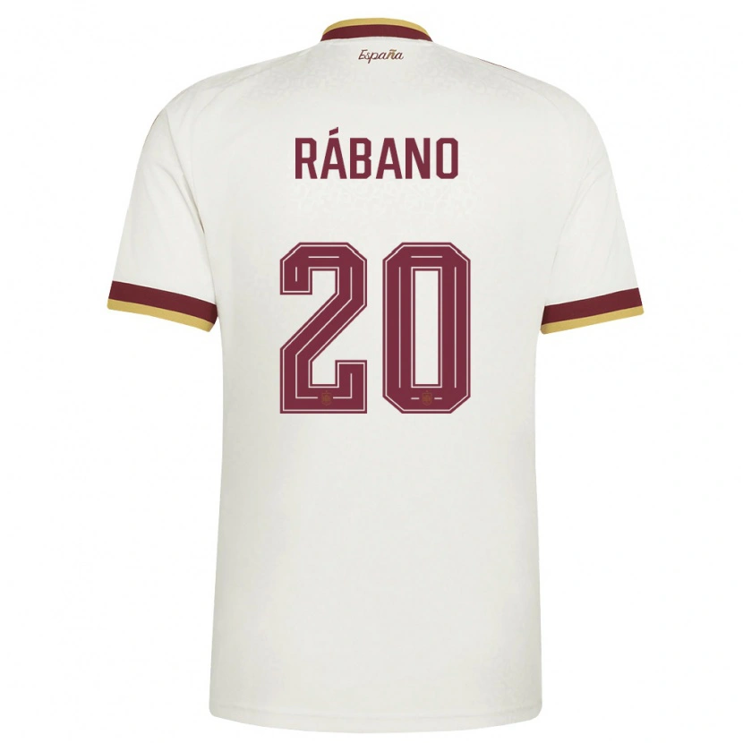 Danxen Men Spain Nuria Rabano #20 Off-White Burgundy Away Jersey 26-28 T-Shirt