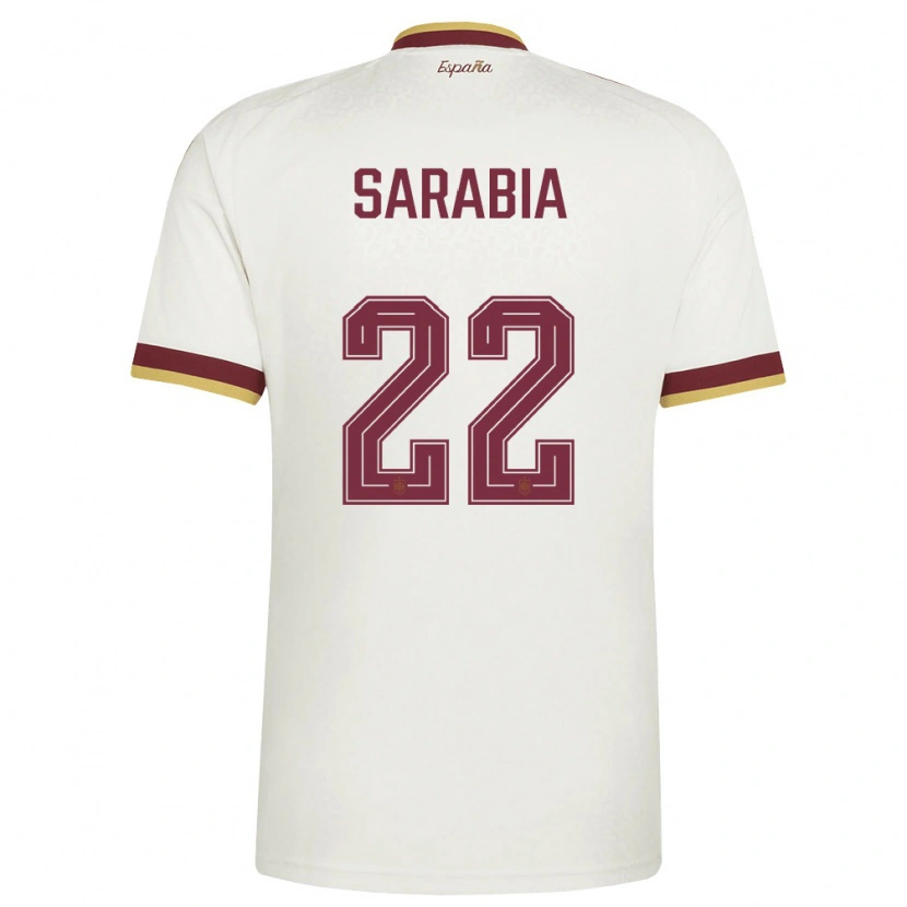 Danxen Men Spain Pablo Sarabia #22 Off-White Burgundy Away Jersey 26-28 T-Shirt