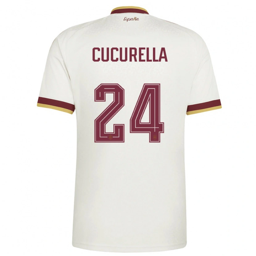 Danxen Men Spain Marc Cucurella #24 Off-White Burgundy Away Jersey 26-28 T-Shirt