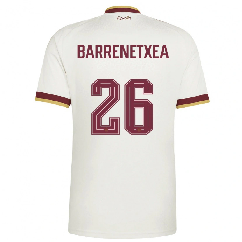 Danxen Men Spain Ander Barrenetxea #26 Off-White Burgundy Away Jersey 26-28 T-Shirt