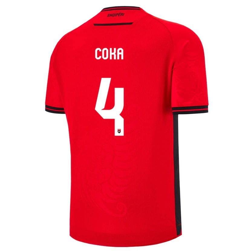 Danxen Women Albania Jehona Coka #4 Red Black Home Jersey 26-28 T-Shirt