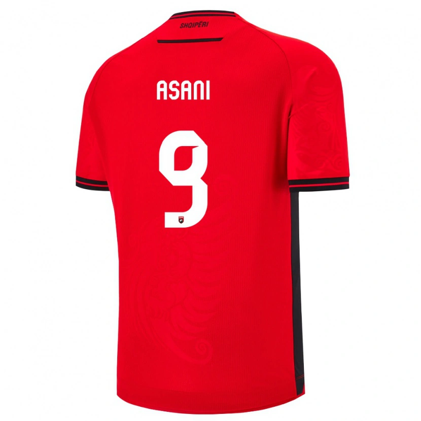 Danxen Women Albania Jasir Asani #9 Red Black Home Jersey 26-28 T-Shirt