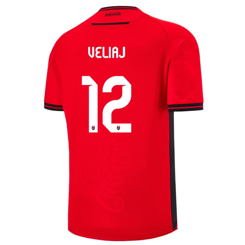 Danxen Women Albania Giulio Veliaj #12 Red Black Home Jersey 26-28 T-Shirt