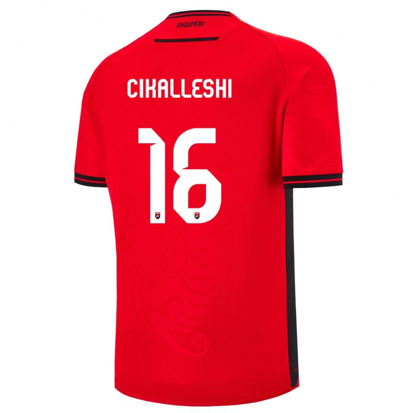 Danxen Women Albania Sokol Cikalleshi #16 Red Black Home Jersey 26-28 T-Shirt