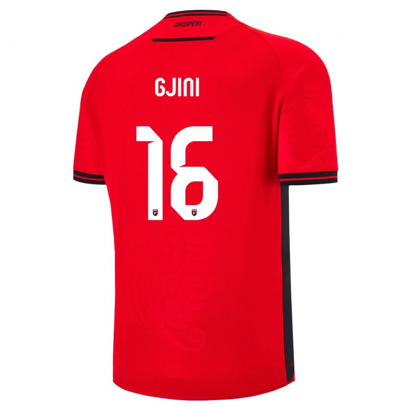 Danxen Women Albania Luçije Gjini #16 Red Black Home Jersey 26-28 T-Shirt