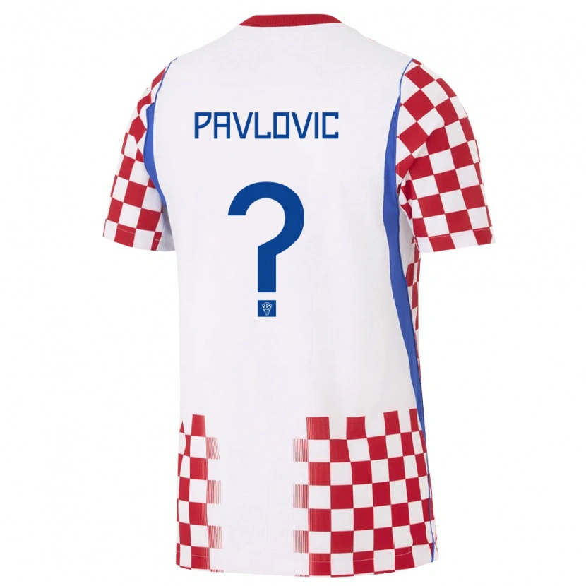 Danxen Women Croatia Roko Pavlovic #0 White Red Blue Home Jersey 26-28 T-Shirt