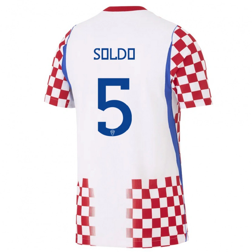 Danxen Women Croatia Nikola Soldo #5 White Red Blue Home Jersey 26-28 T-Shirt
