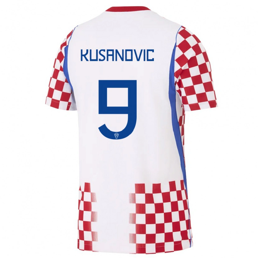 Danxen Women Croatia Tino Kusanovic #9 White Red Blue Home Jersey 26-28 T-Shirt