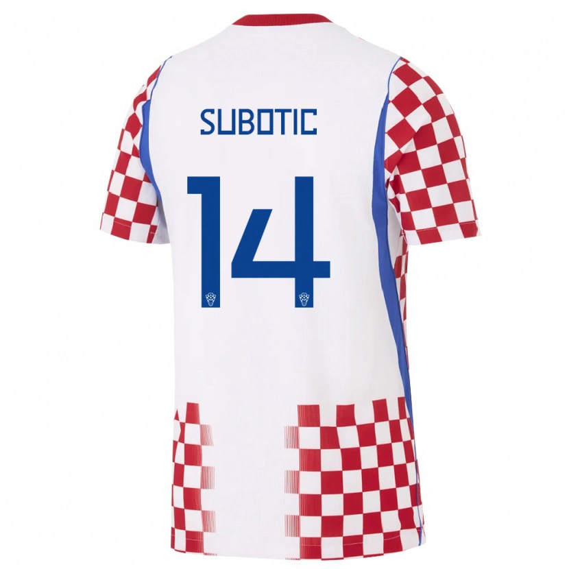 Danxen Women Croatia Matija Subotic #14 White Red Blue Home Jersey 26-28 T-Shirt