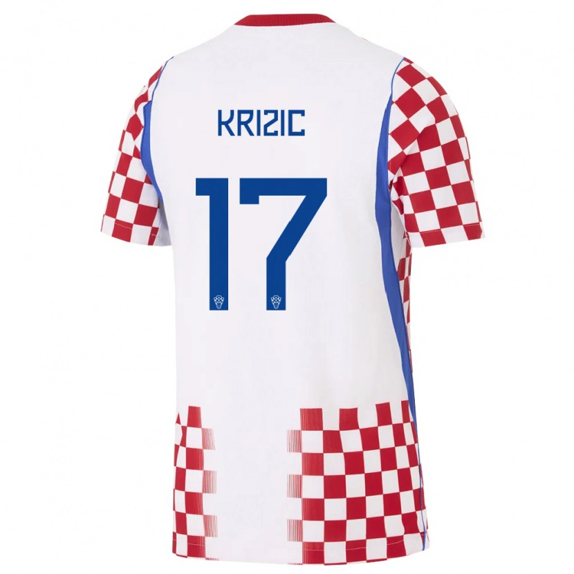 Danxen Women Croatia Ivan Krizic #17 White Red Blue Home Jersey 26-28 T-Shirt